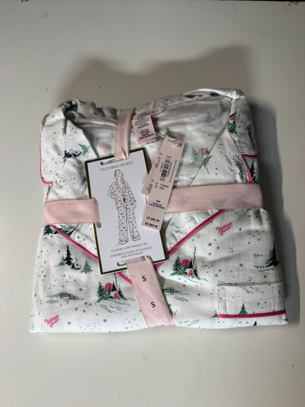 Victoria's Secret Cream Printed
Pajama Set with Pink Accents (New)