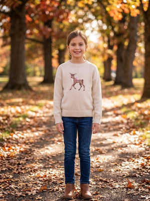 Abercrombie kids Cream Deer Knit Sweater for Girls (New)