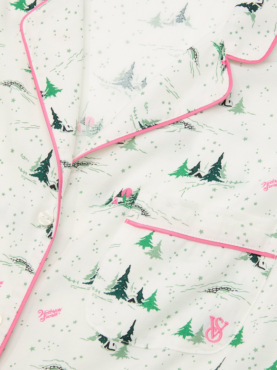 Victoria's Secret Cream Printed
Pajama Set with Pink Accents (New)