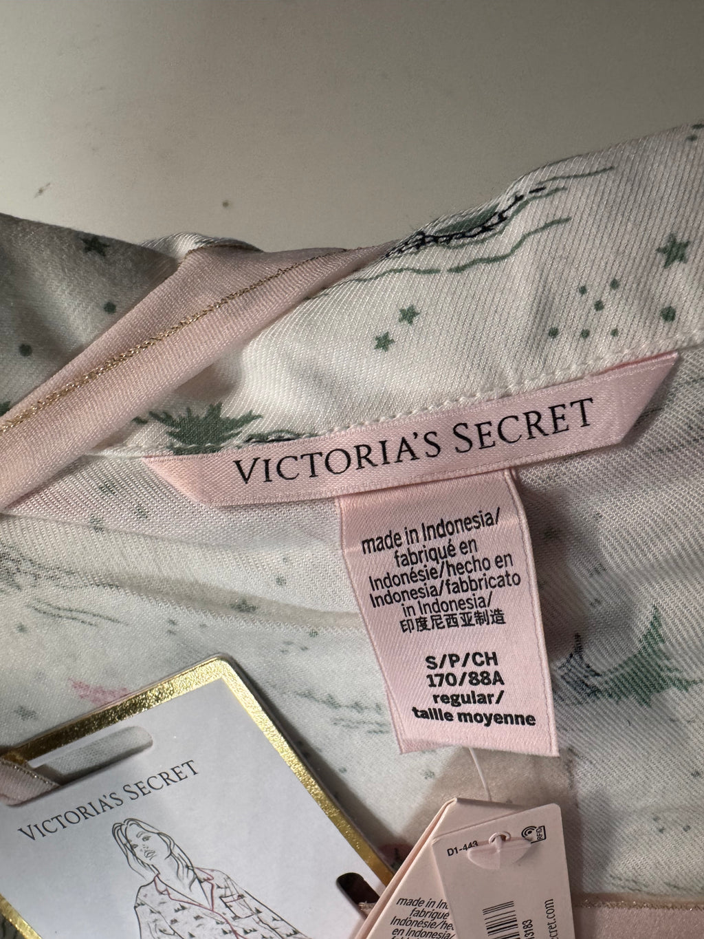 Victoria's Secret Cream Printed
Pajama Set with Pink Accents (New)