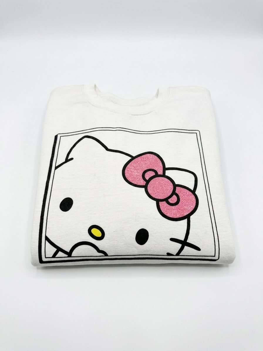 Hello Kitty White Sweatshirt with Pink Glitter Bow (Used-Good)