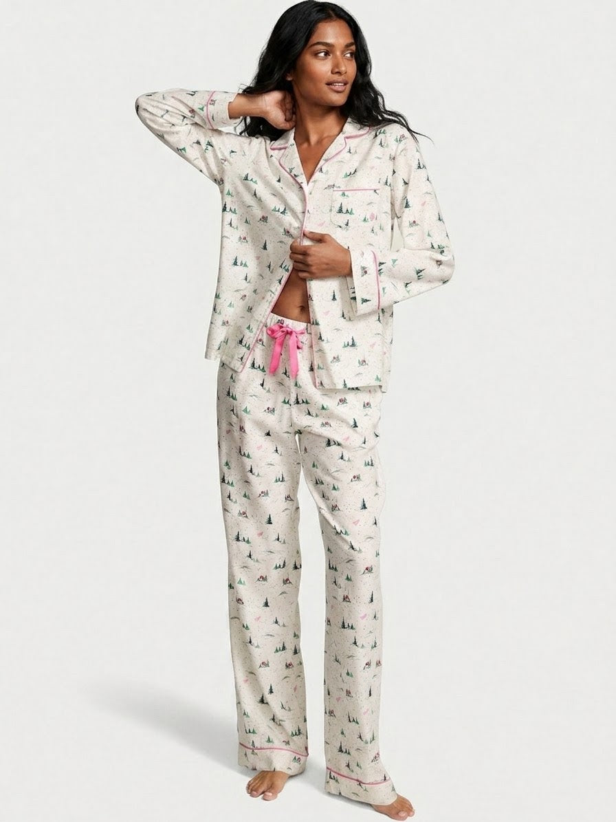 Victoria's Secret Cream Printed
Pajama Set with Pink Accents (New)
