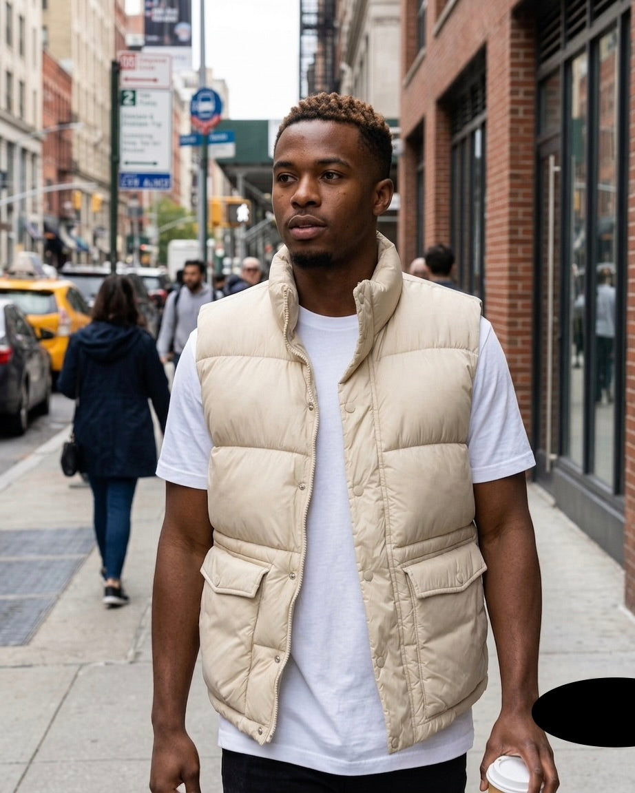 GAP Recycled Cream Nylon Puffer Vest