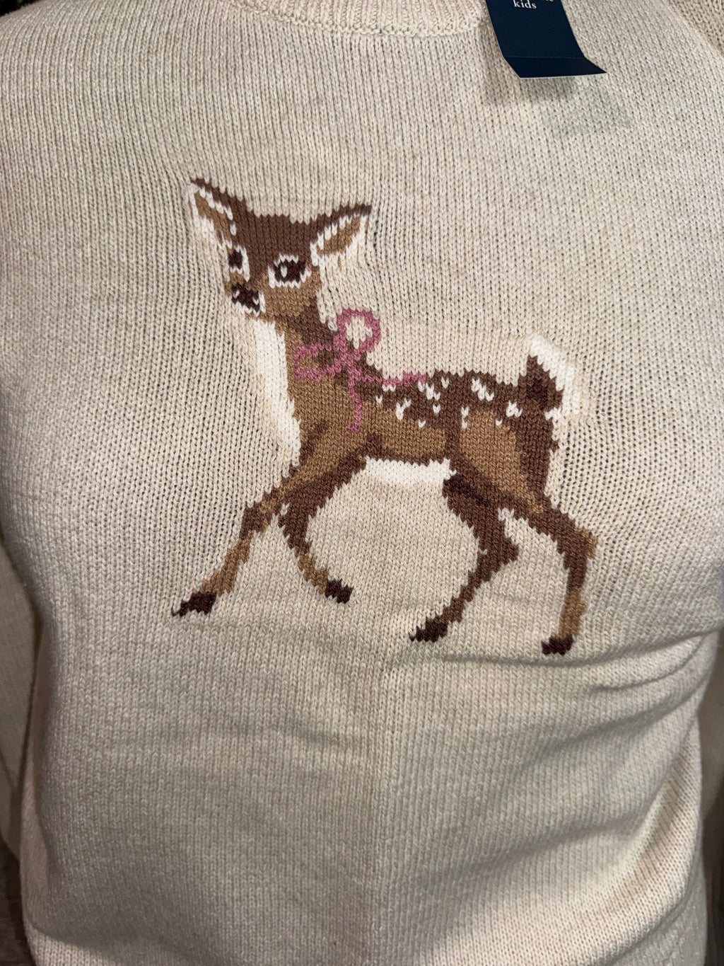 Abercrombie kids Cream Deer Knit Sweater for Girls (New)