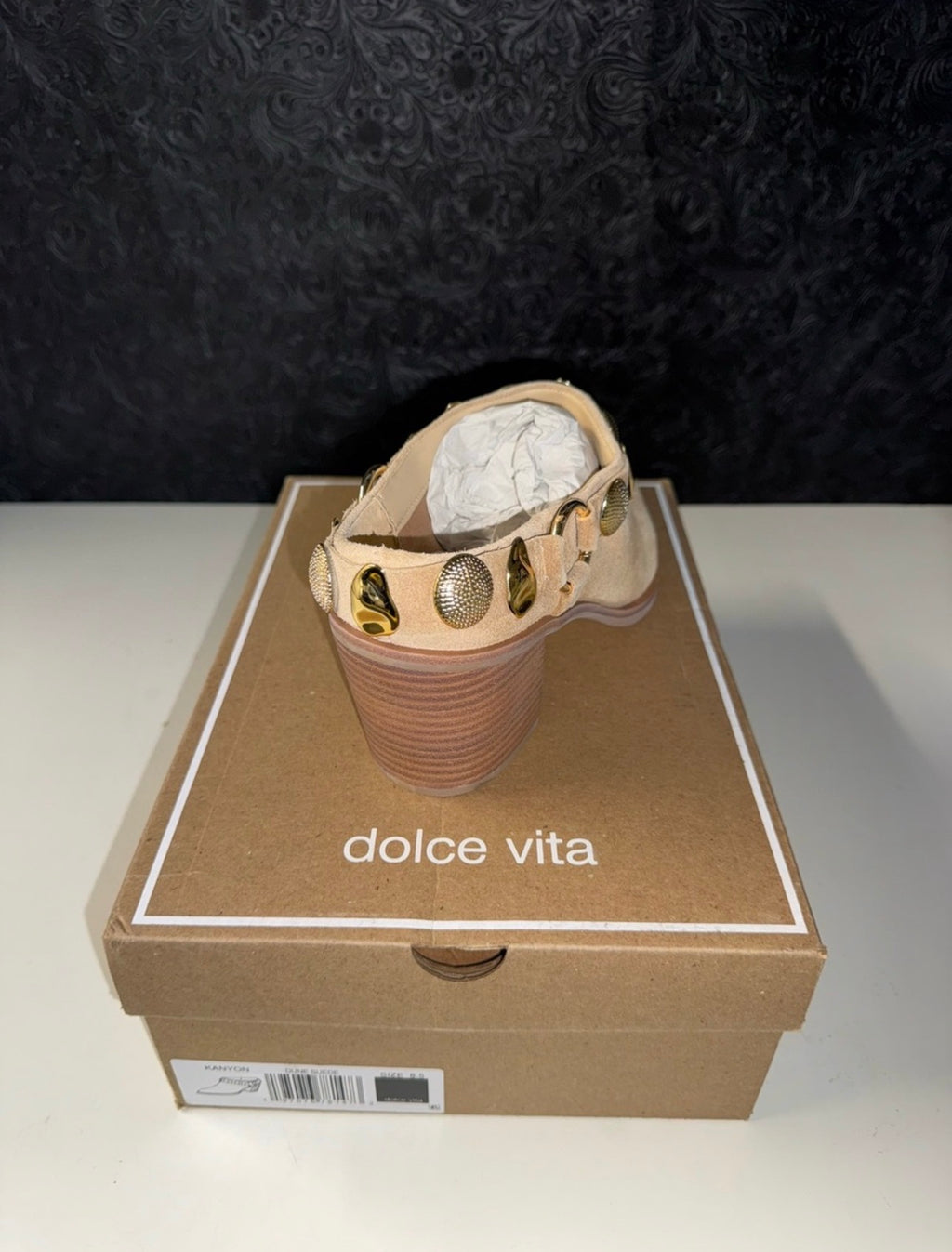 Dolce Vita Kanyon Studded Suede Mules in Dune Suede (New)