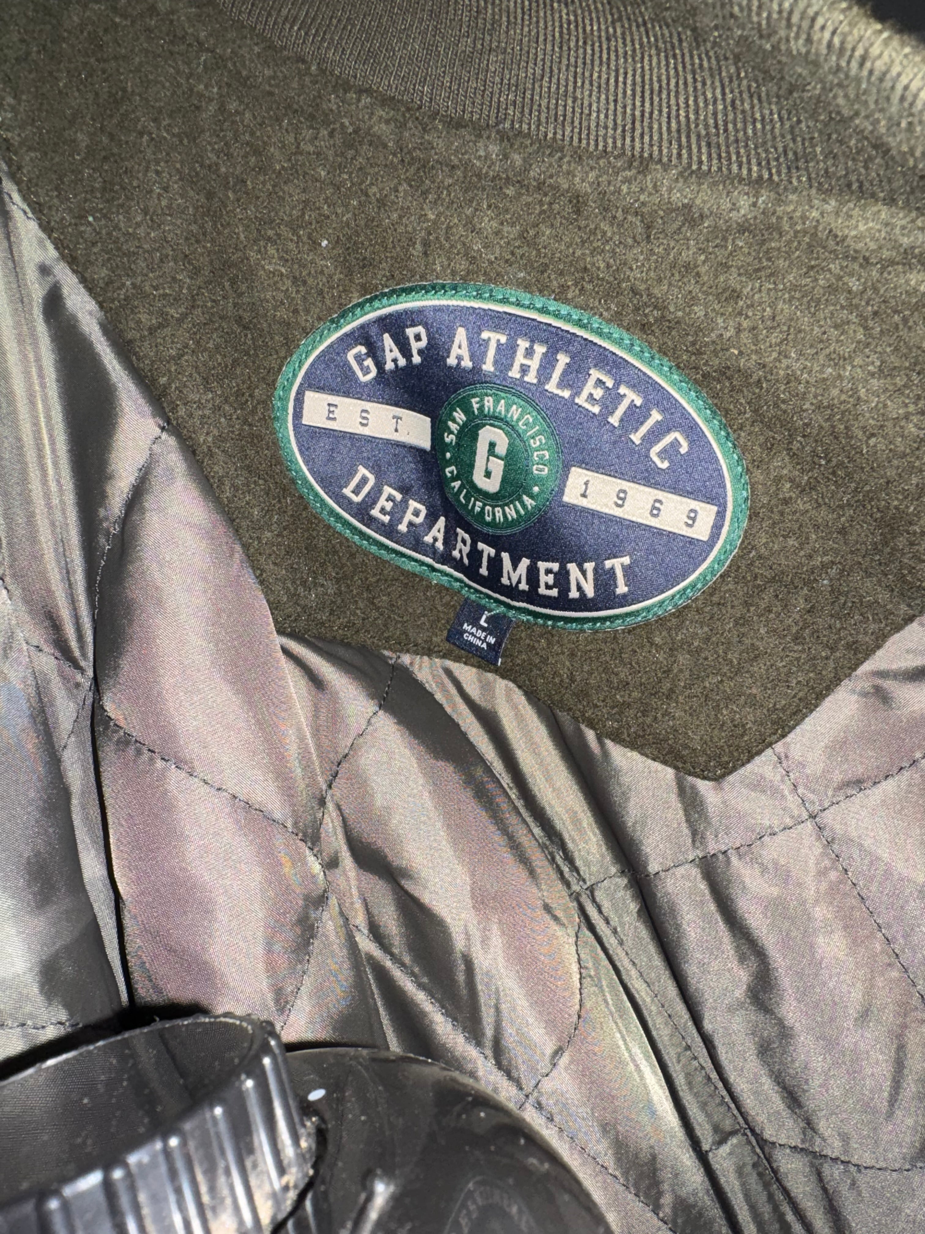 GAP Varsity Olive Green Bomber Jacket
