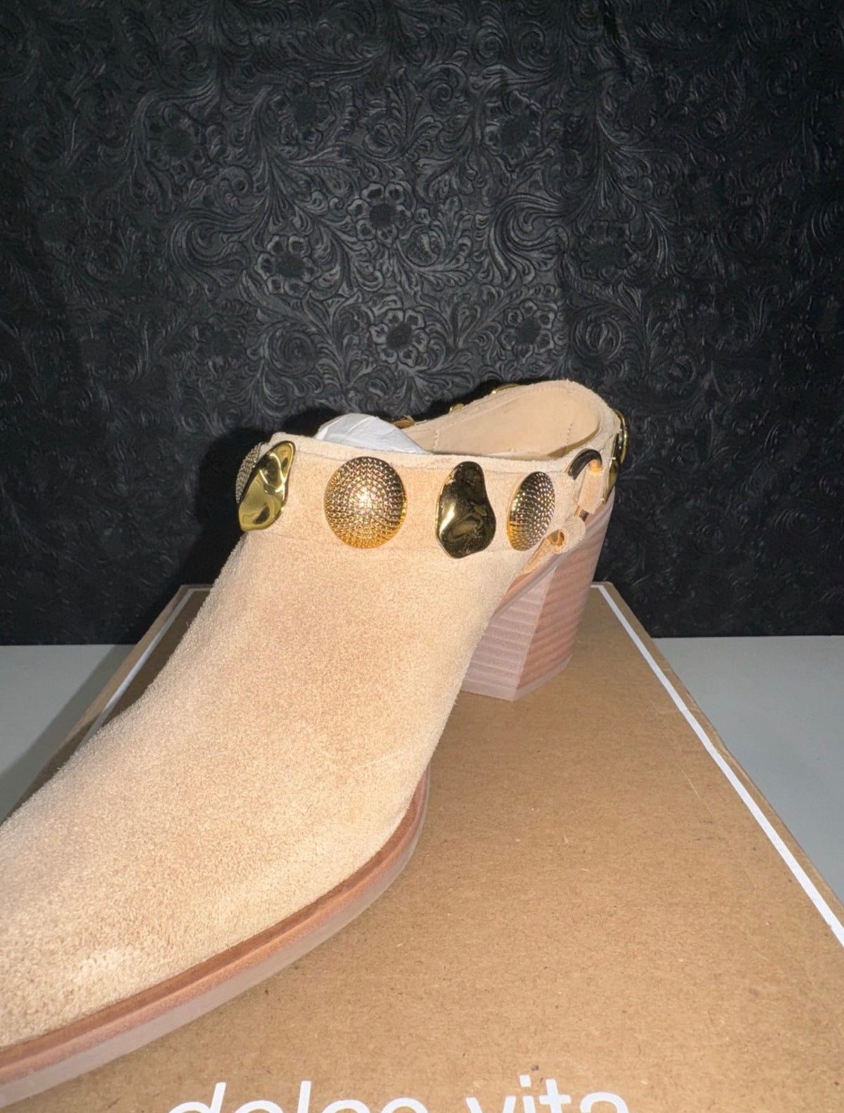 Dolce Vita Kanyon Studded Suede Mules in Dune Suede (New)