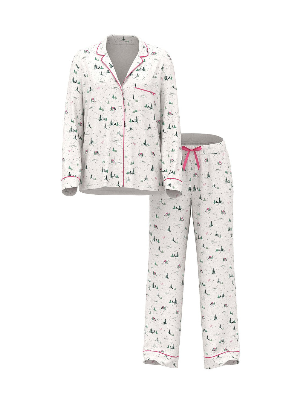 Victoria's Secret Cream Printed
Pajama Set with Pink Accents (New)