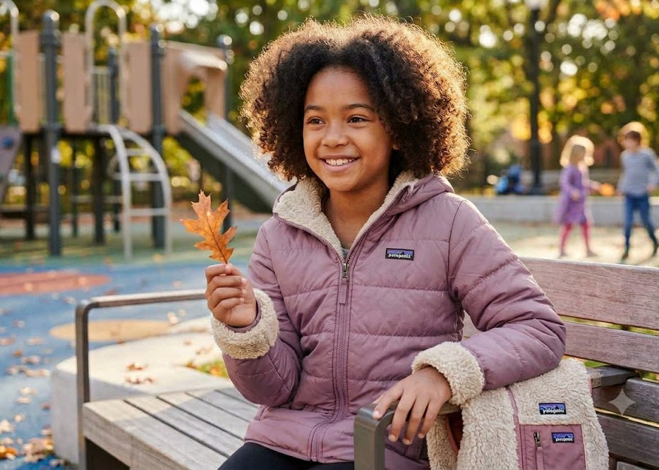 Patagonia Kids Reversible Hoodie - Purple and Beige (New)