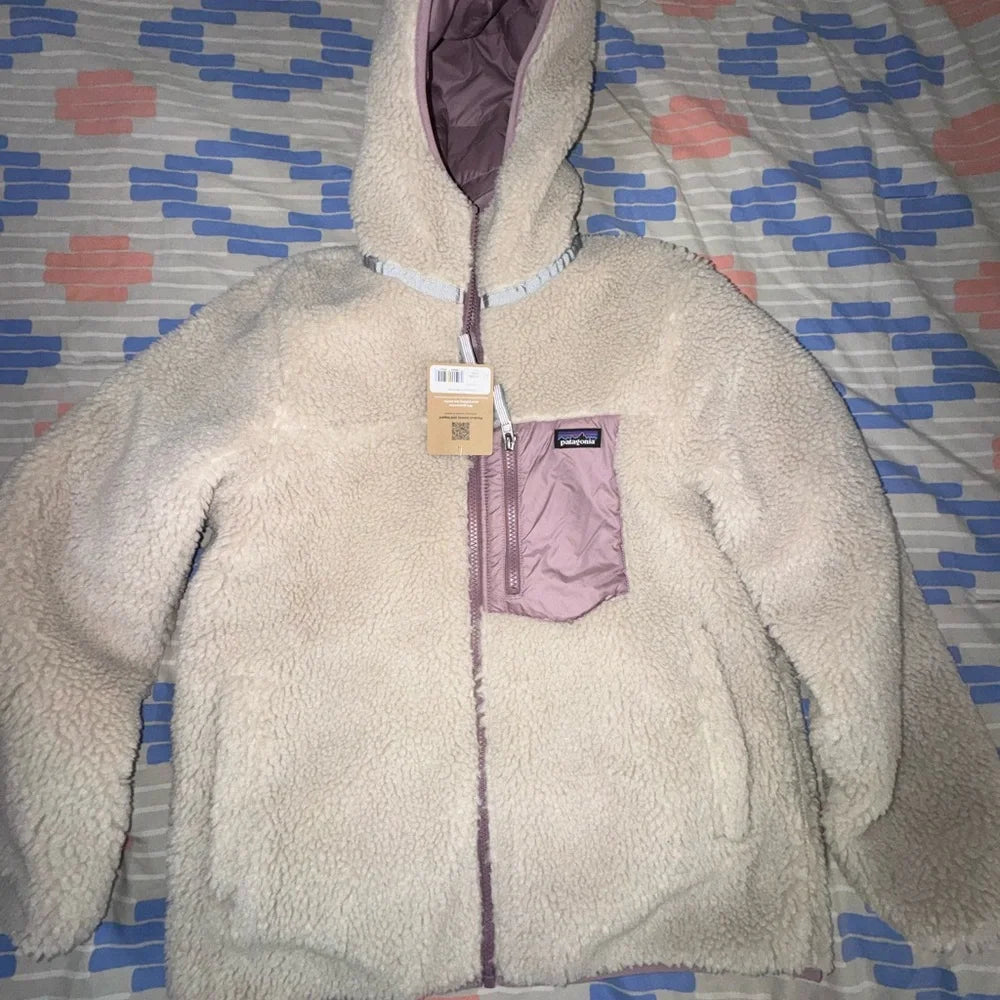 Patagonia Kids Reversible Hoodie - Purple and Beige (New)