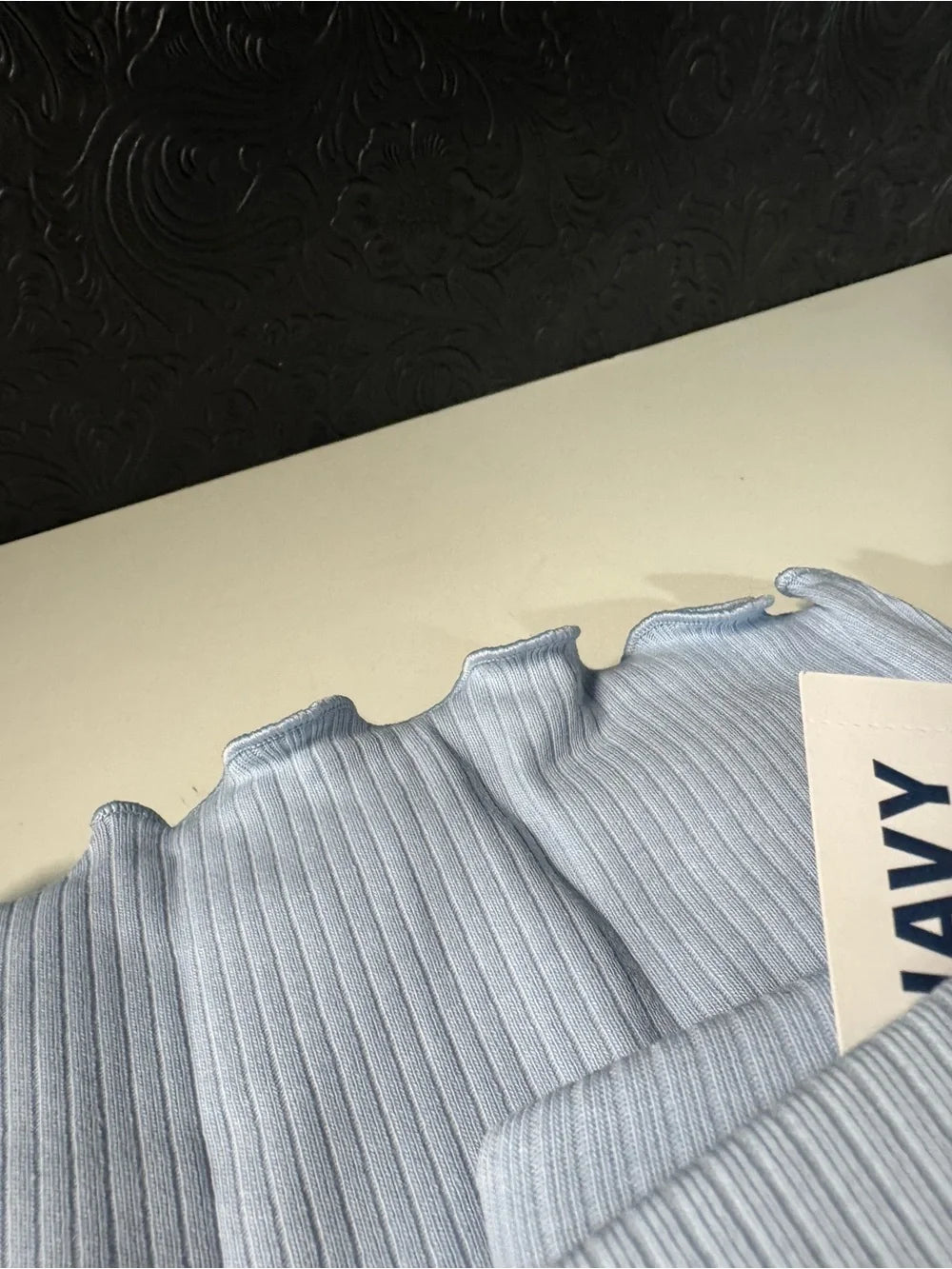 Old Navy Two Leggings: Light Blue Ribbed & Black White Checkered Leggings (New)